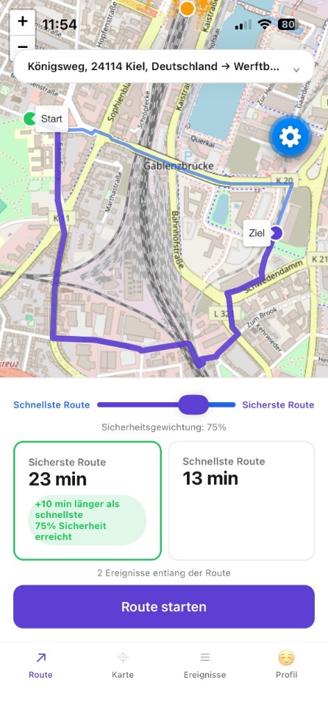 sAIvia: sichere und schnelle Route im Vergleich